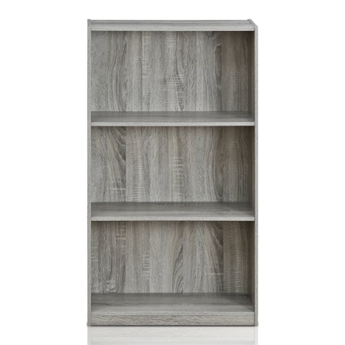 Furinno Basic Engineered Wood 3-Tier Bookcase Storage Shelves in French Oak Gray