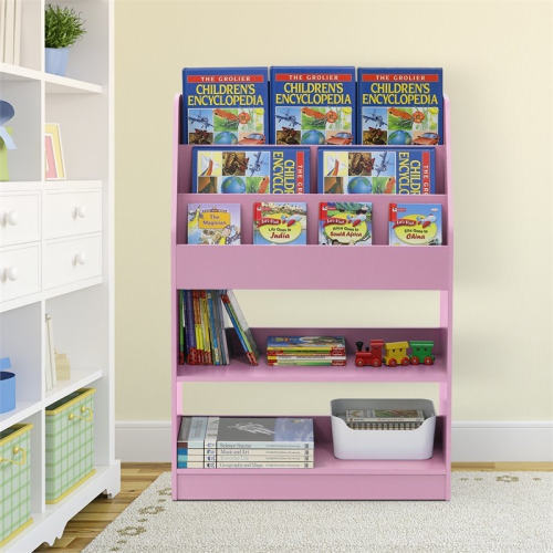 Furinno Lova Engineered Wood Magazine/Bookshelf with Storage in Pink