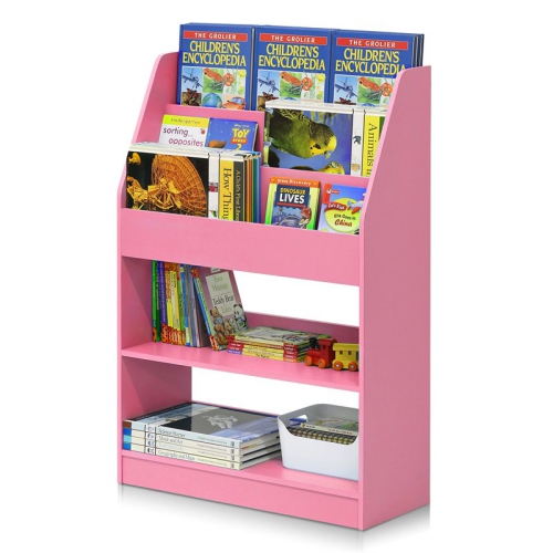 Furinno Lova Engineered Wood Magazine/Bookshelf with Storage in Pink