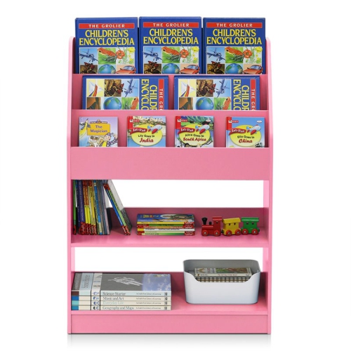 Furinno Lova Engineered Wood Magazine/Bookshelf with Storage in Pink