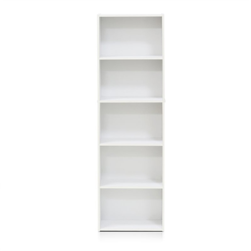 Furinno Luder Wood 5-Tier Reversible Color Open Shelf Bookcase in White