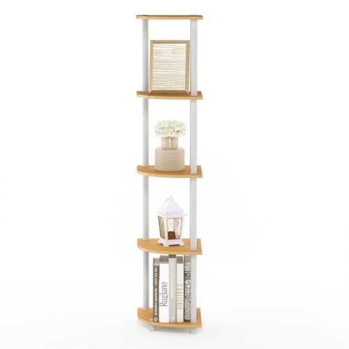 Furinno Turn-N-Tube Wood 5 Tier Corner Display Rack in Beech/Natural