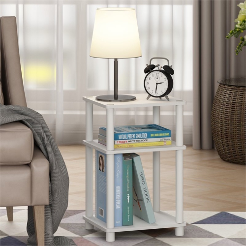 Furinno Just Turn-N-Tube Engineered Wood 3-Tier End Table in White