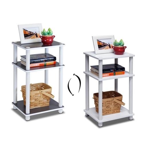 Furinno Just Turn-N-Tube Engineered Wood 3-Tier End Table in White