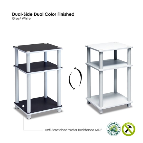 Furinno Just Turn-N-Tube Engineered Wood 3-Tier End Table in White