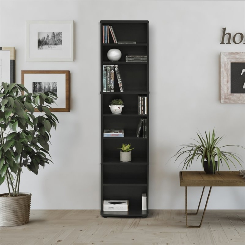 Furinno JAYA Engineered Wood Space Saving Multimedia Storage Tower in Espresso