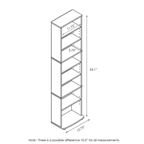 Furinno JAYA Engineered Wood Space Saving Multimedia Storage Tower in Espresso