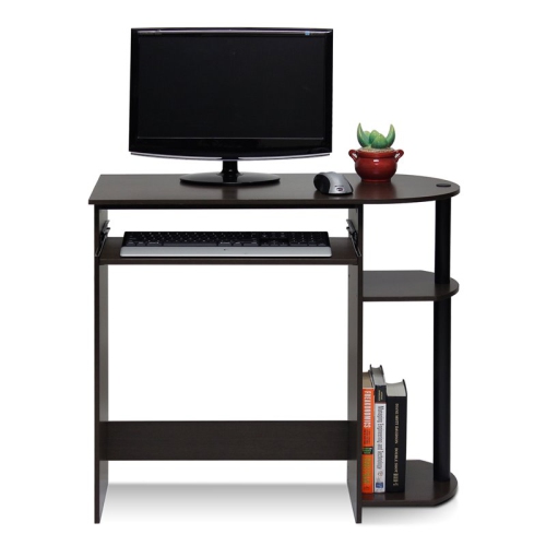 Furinno Engineered Wood Simplistic Computer Desk in Dark Brown/Black