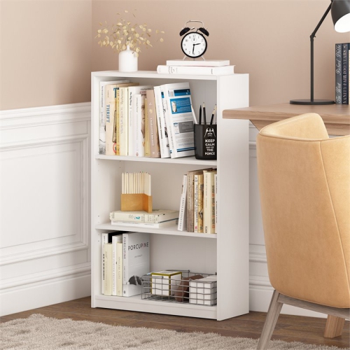 Furinno JAYA Wood Simple Home 3-Tier Adjustable Shelf Bookcase in White