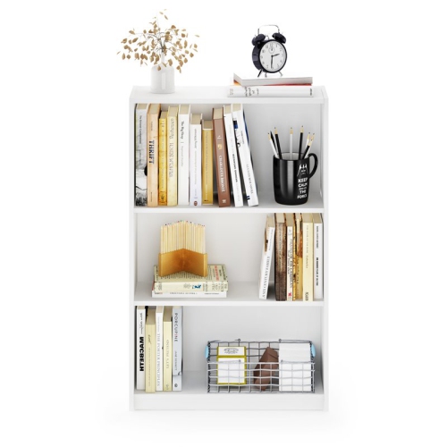 Furinno JAYA Wood Simple Home 3-Tier Adjustable Shelf Bookcase in White
