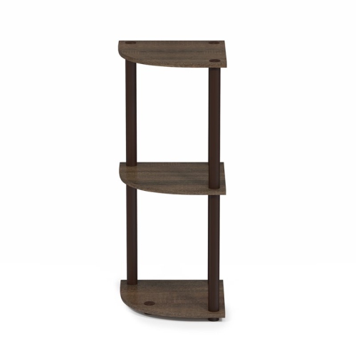 Furinno Turn-N-Tube Wood 3-Tier Corner Display Rack in Walnut/Brown