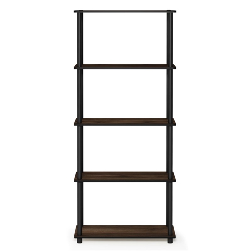 Furinno Turn-N-Tube Wood 5-Tier Shelf Display Rack in Columbia Walnut/Black