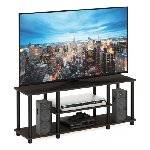 Furinno Turn-N-Tube Wood Entertainment TV Stand for TV up to 50" in Dark Brown
