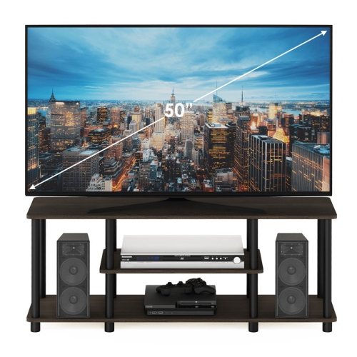 Furinno Turn-N-Tube Wood Entertainment TV Stand for TV up to 50" in Dark Brown