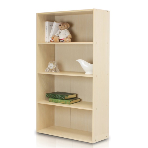 Furinno Pasir Engineered Wood 4-Tier Open Shelf in Steam Beech/Natural