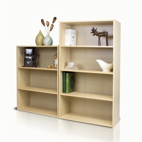 Furinno Pasir Engineered Wood 4-Tier Open Shelf in Steam Beech/Natural