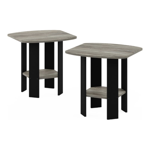 Furinno Wood Simple Design End Table in French Oak Gray/Black