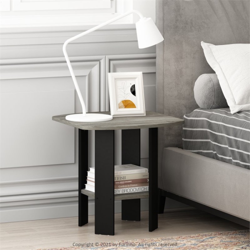 Furinno Wood Simple Design End Table in French Oak Gray/Black