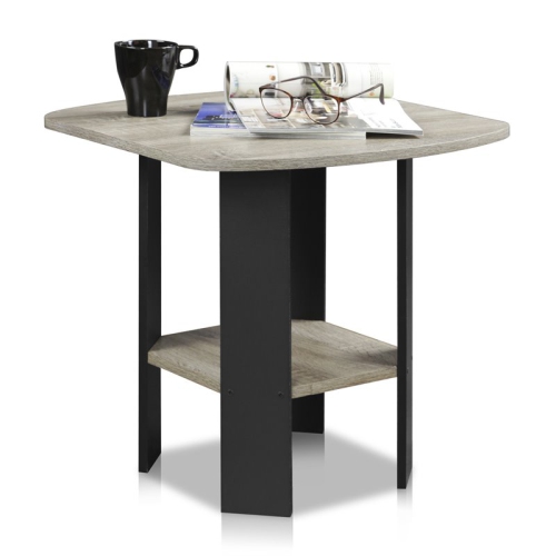 Furinno Wood Simple Design End Table in French Oak Gray/Black
