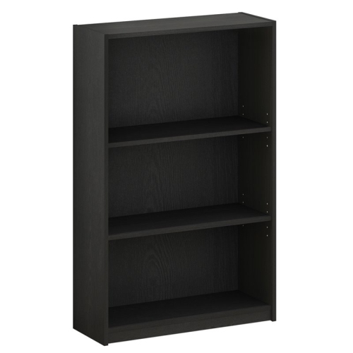 Furinno JAYA Wood Simple Home 3-Tier Adjustable Shelf Bookcase in Black