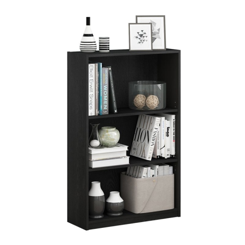 Furinno JAYA Wood Simple Home 3-Tier Adjustable Shelf Bookcase in Black