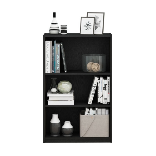 Furinno JAYA Wood Simple Home 3-Tier Adjustable Shelf Bookcase in Black