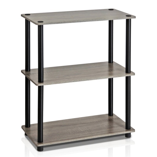 FURINNO  Turn-N-Tube Wood 3-Tier Compact Shelf Display Rack In Oak Gray/black