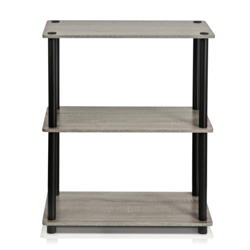 Furinno Turn-N-Tube Wood 3-Tier Compact Shelf Display Rack in Oak Gray/Black