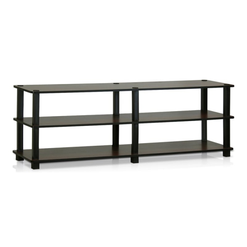 Furinno Turn-S-Tube Wood No Tools 3-Tier Shoe Storage Rack in Dark Brown/Black