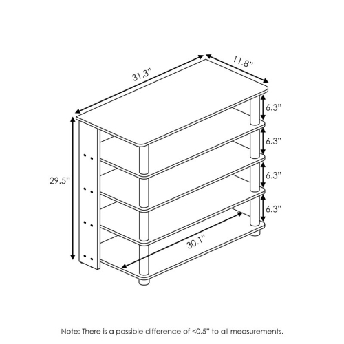 Furinno Turn-N-Tube Engineered Wood 5-Tier Wide Shoe Rack in Espresso