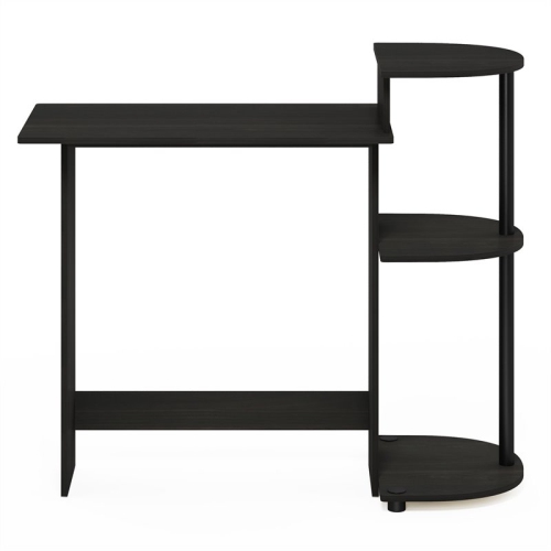 Furinno Engineered Wood Compact Computer Desk with Shelves in Black/Gray