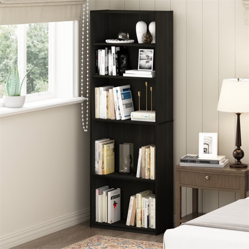 Furinno JAYA Engineered Wood Simply Home 5-Shelf Bookcase in Espresso