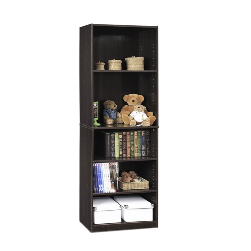 Furinno JAYA Engineered Wood Simply Home 5-Shelf Bookcase in Espresso