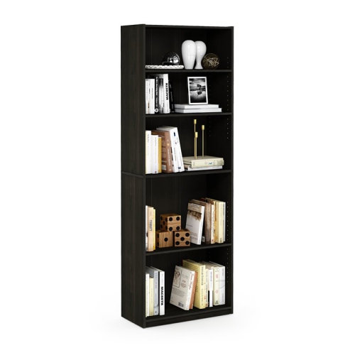 Furinno JAYA Engineered Wood Simply Home 5-Shelf Bookcase in Espresso