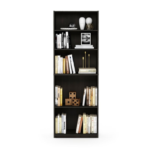 Furinno JAYA Engineered Wood Simply Home 5-Shelf Bookcase in Espresso