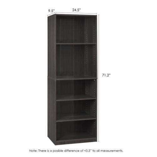 Furinno JAYA Engineered Wood Simply Home 5-Shelf Bookcase in Espresso