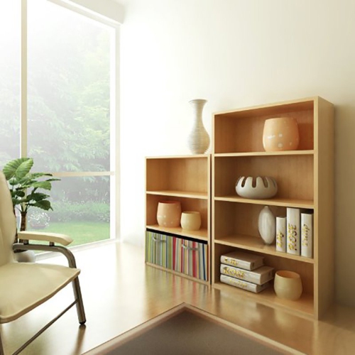 Furinno Pasir Engineered Wood 3-Tier Open Shelf in Steam Beech/Natural