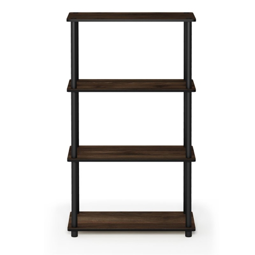 Furinno Turn-N-Tube Wood 4-Tier Shelf Display Rack in Columbia Walnut/Black