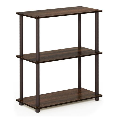 Furinno Turn-N-Tube Wood 3-Tier Compact Shelf Display Rack in Walnut/Brown