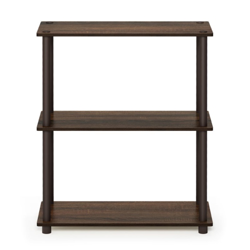 Furinno Turn-N-Tube Wood 3-Tier Compact Shelf Display Rack in Walnut/Brown