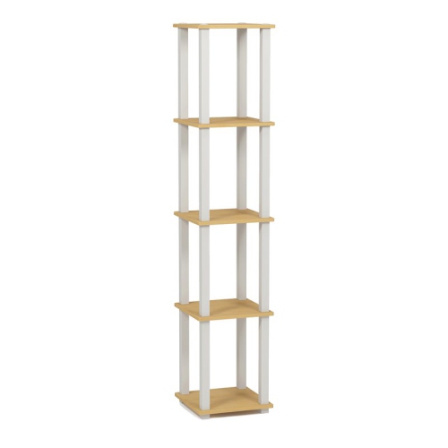 FURINNO  Turn-S-Tube Wood 5-Tier Corner Rack Display Shelf In Beech/natural