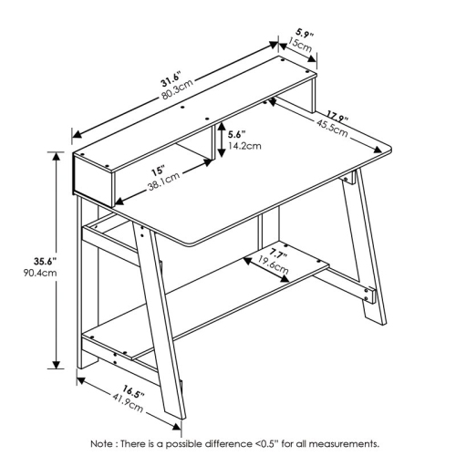 Furinno Engineered Wood Simplistic A Frame Computer Desk in Espresso
