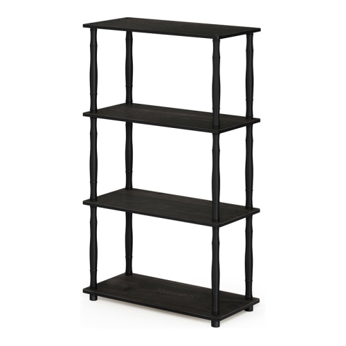 Furinno Turn-N-Tube Wood 4-Tier Shelf Display Rack w/ Classic Tubes in Espresso
