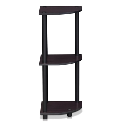 Furinno Turn-N-Tube Wood 3-Tier Corner Display Rack in Dark Walnut