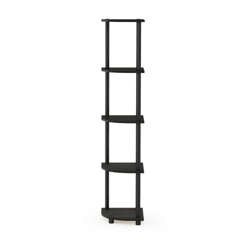 Furinno Turn-N-Tube Wood 5 Tier Corner Display Rack in Espresso/Black