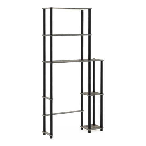 Furinno Turn-N-Tube Wood Toilet Space Saver with 5 Shelves in Oak Gray/Black