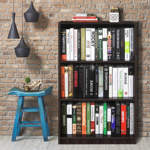 Furinno JAYA Wood Simple Home 3-Tier Adjustable Shelf Bookcase in Espresso