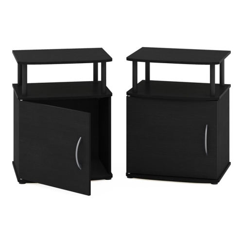 FURINNO  Jaya Engineered Wood Utility Design End Table In Black (Set Of 2)