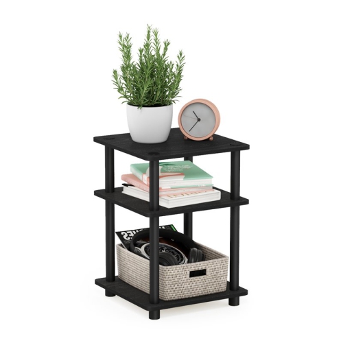 Furinno Turn-N-Tube Contemporary Engineered Wood Multipurpose Shelf in Black