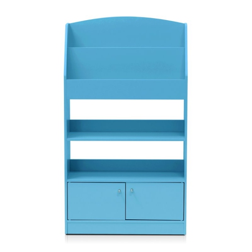 Furinno Lova Wood Magazine/Bookshelf with Storage Cabinet in Light Blue